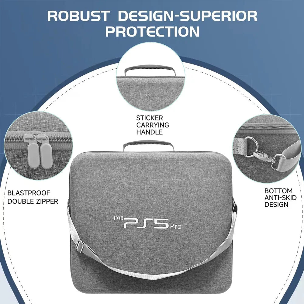 PS5 Pro Storage Bag – Portable EVA Shockproof Case, Anti-Drop Storage Box for Console & Accessories