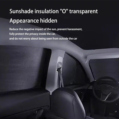 Tesla Model Y Juniper 2025–2026 Sunshade Set – Front, Rear & Side Window Sun Shades, Windshield UV Protection, Outdoor Camping Car Accessories
