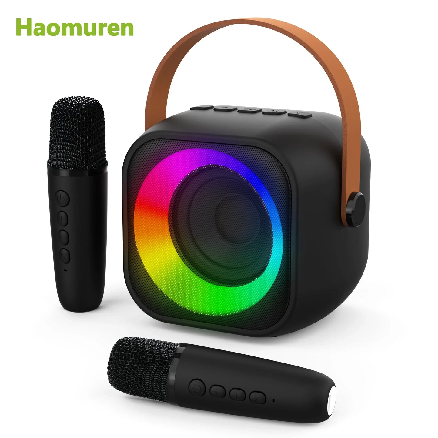 Haomuren Portable Karaoke Machine – Mini Bluetooth Speaker with 1-2 Wireless Microphones, Singing Toy for Kids & Family Party Gift
