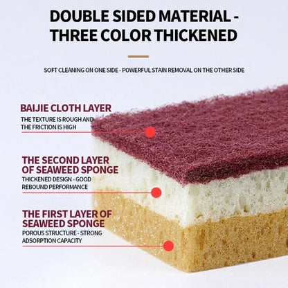 High-Density Sponge Cleaning Cloth — Non-Greasy Dishwashing & Kitchen Sponge for Pots, Bowls & Catering Use