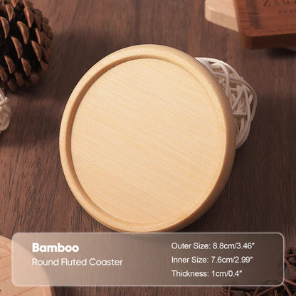 Solid Walnut & Beech Wood Coaster — Durable Heat-Resistant Round & Square Cup Mat, 8.8cm Tea & Coffee Placemat