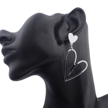 2024 Trendy Heart Dangle Earrings — Double-Layer Love Pendants for Women, Bohemian Hanging Ear Jewelry