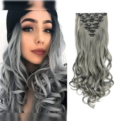 Clip-In Hair Extensions, 7-Piece Full Head 22-Inch Long Curly Wavy Synthetic Hair Extensions for Women and Girls