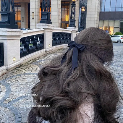 Fashion Cute Fabric Hair Bow Hairpin – Black & White Ribbon Hair Clips, Headwear for Women, Hair Jewelry Accessories