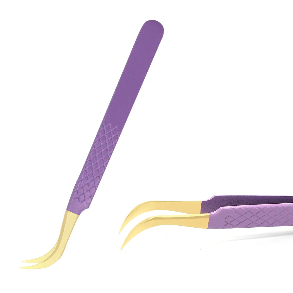AILEISHI Eyelash Tweezers — Stainless Steel High Precision Anti-Static Extension Tool