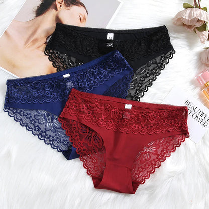 Women's Lace Sexy Underwear – Comfortable Soft Lingerie with Decorative Border, Breathable Low-Waist Briefs