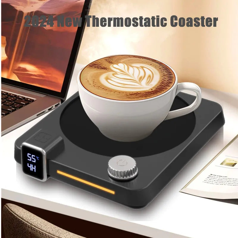 2026 Thermostatic Cup Warmer Mat - 9-Speed Heating Pad with Timer for Coffee, Tea & Home Office