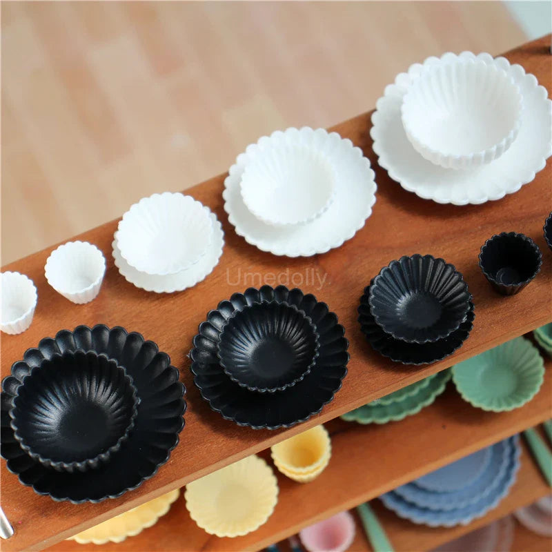 8PCS 1:6 Miniature Dollhouse Tableware Set – Mini Bowls & Plates for Blythe & BJD Dolls