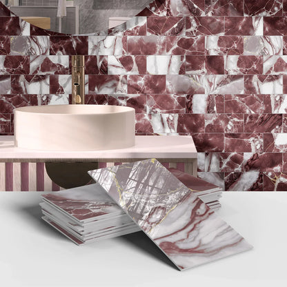 16PCS Marble Pattern Wall Stickers - Waterproof Oil-Proof PET Foam Kitchen Backsplash & Decorative Wallpaper Panels