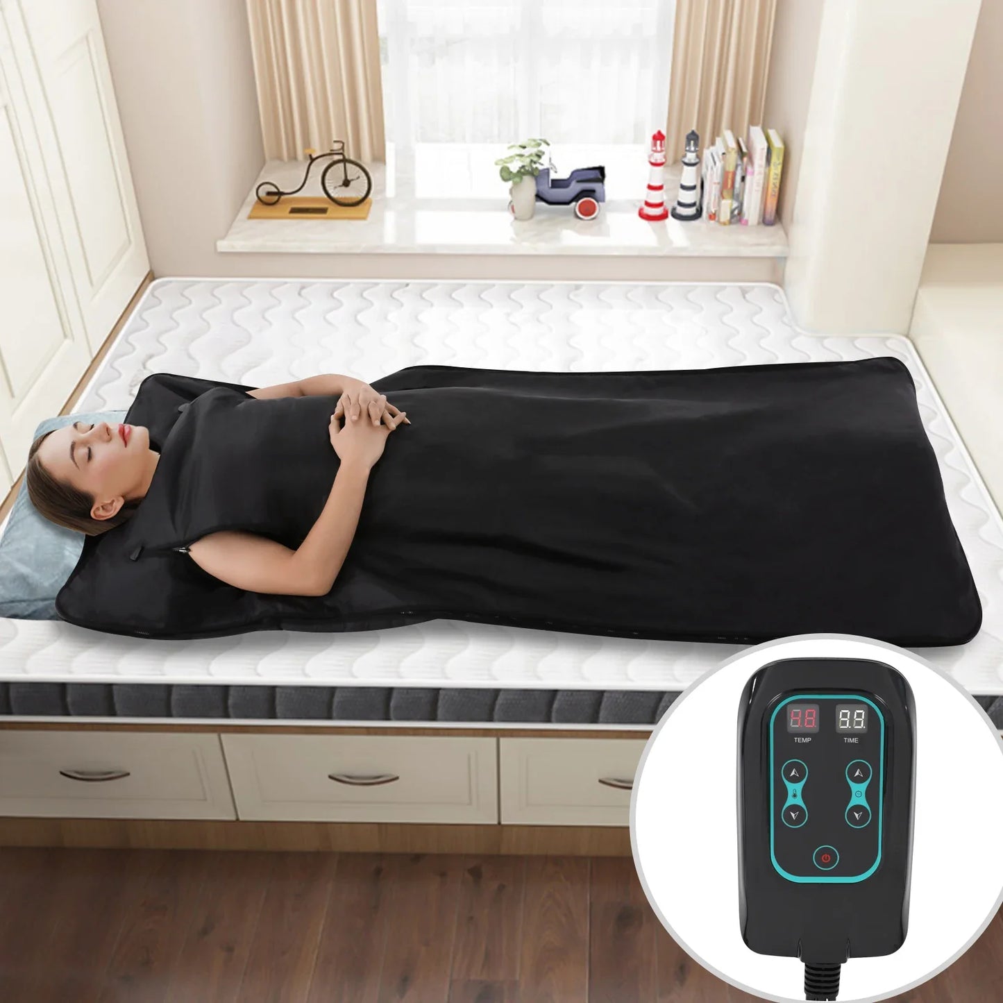 Portable Far Infrared Sauna Blanket – Detox & Relaxation with Adjustable Temperature & Timer