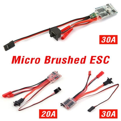 Micro ESC 20A 30A Brushed Electric Speed Controller – RC ESC for 2S 4-8V, DIY Mini 1/16 1/18 1/24 RC Car, Boat, Tank w/Brake