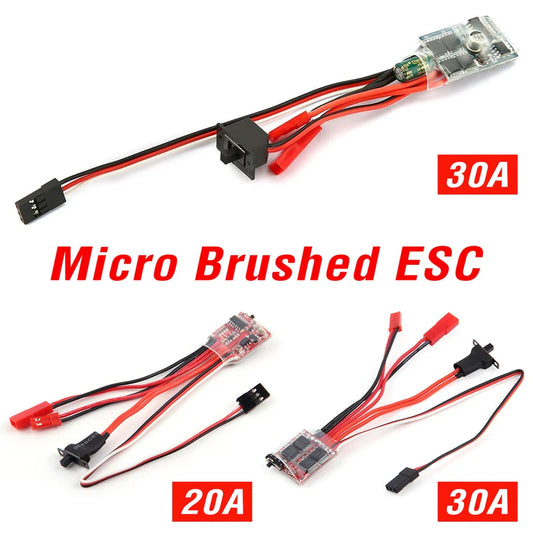 Micro ESC 20A 30A Brushed Electric Speed Controller – RC ESC for 2S 4-8V, DIY Mini 1/16 1/18 1/24 RC Car, Boat, Tank w/Brake