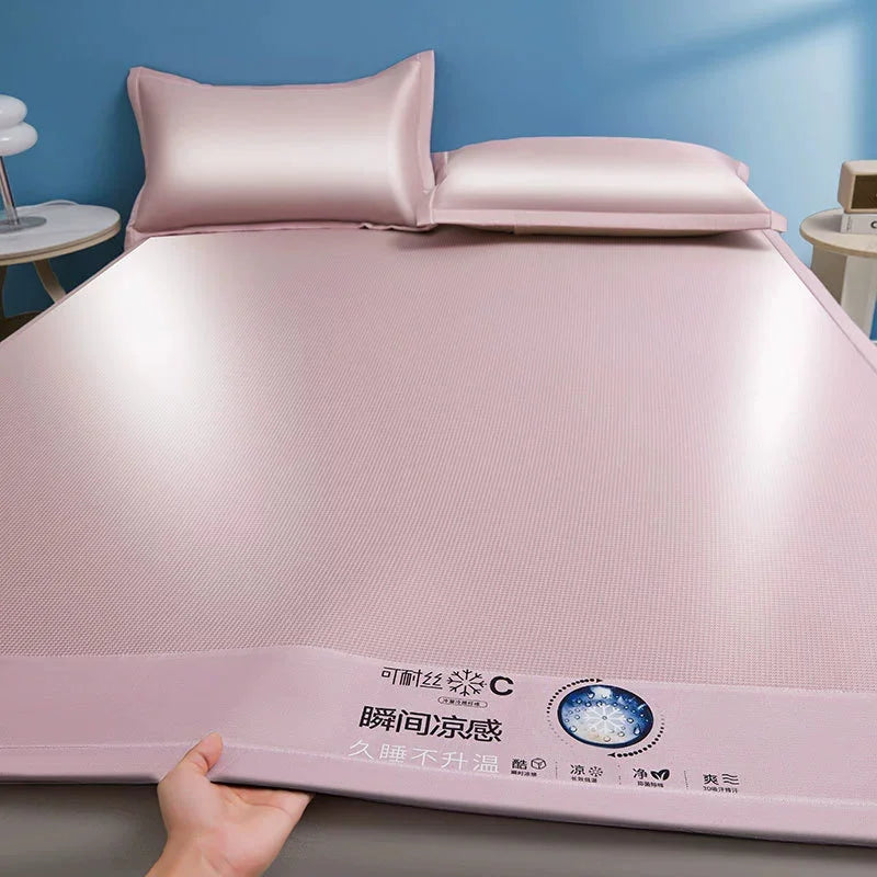 Cooling Bed Mat for Summer - Breathable Non-Slip Foldable Sleeping Pad with Pillowcase for Home