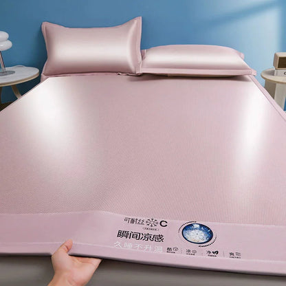 Cooling Bed Mat for Summer - Breathable Non-Slip Foldable Sleeping Pad with Pillowcase for Home