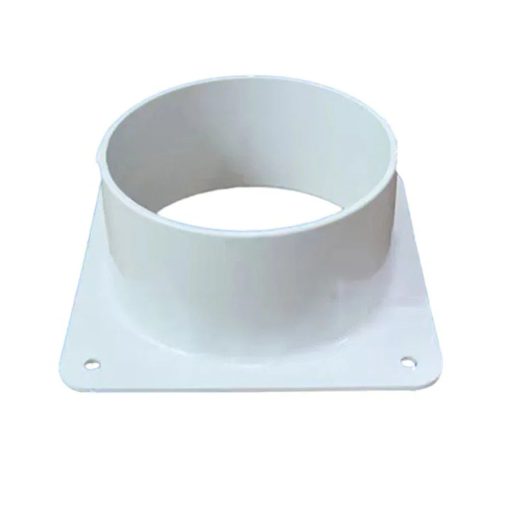 White Air Vent Duct Connector Flange – Straight Square Bottom Pipe for Easy Ventilation Duct Installation