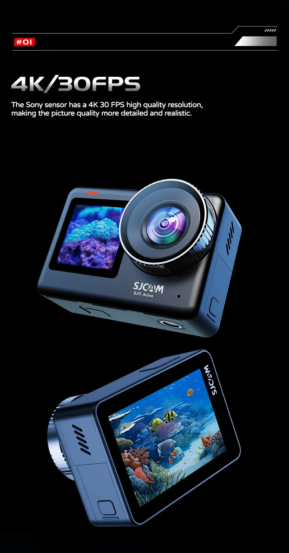 SJCAM SJ11 Active 4K Action Camera – 2.33" Touch Screen, Waterproof, 5G WiFi, Active HDR Sport Camera