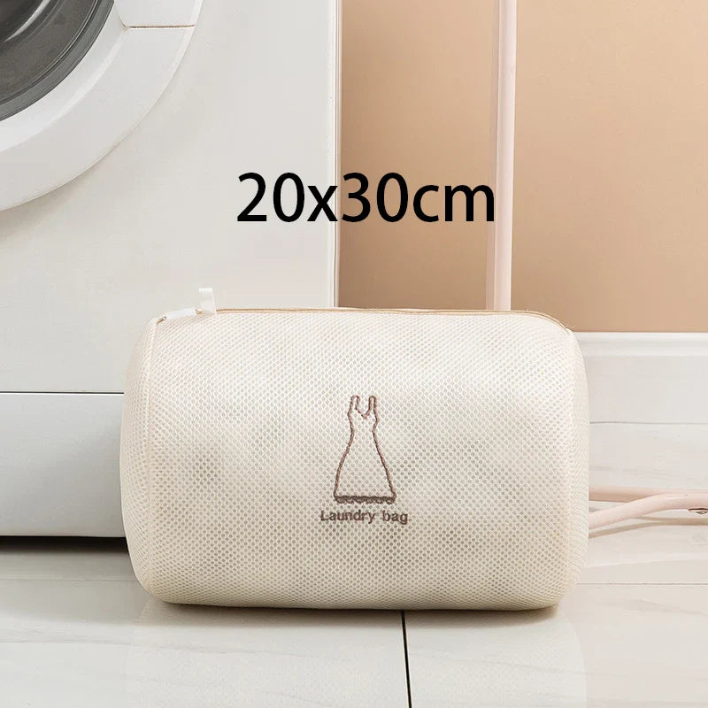 7Pcs Fine Mesh Laundry Bag Set – Embroidery Print Washing Pouches for Clothes, Household Washing Machine Bags