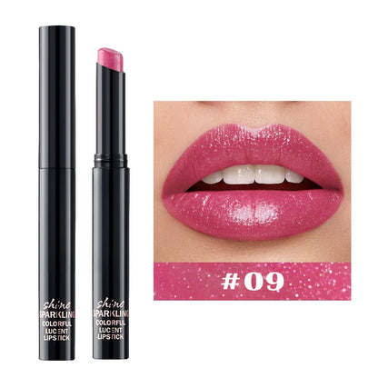 Diamond Pearlescent Waterproof Lipstick – Long-Lasting Matte Velvet Red Lip Makeup Cosmetics