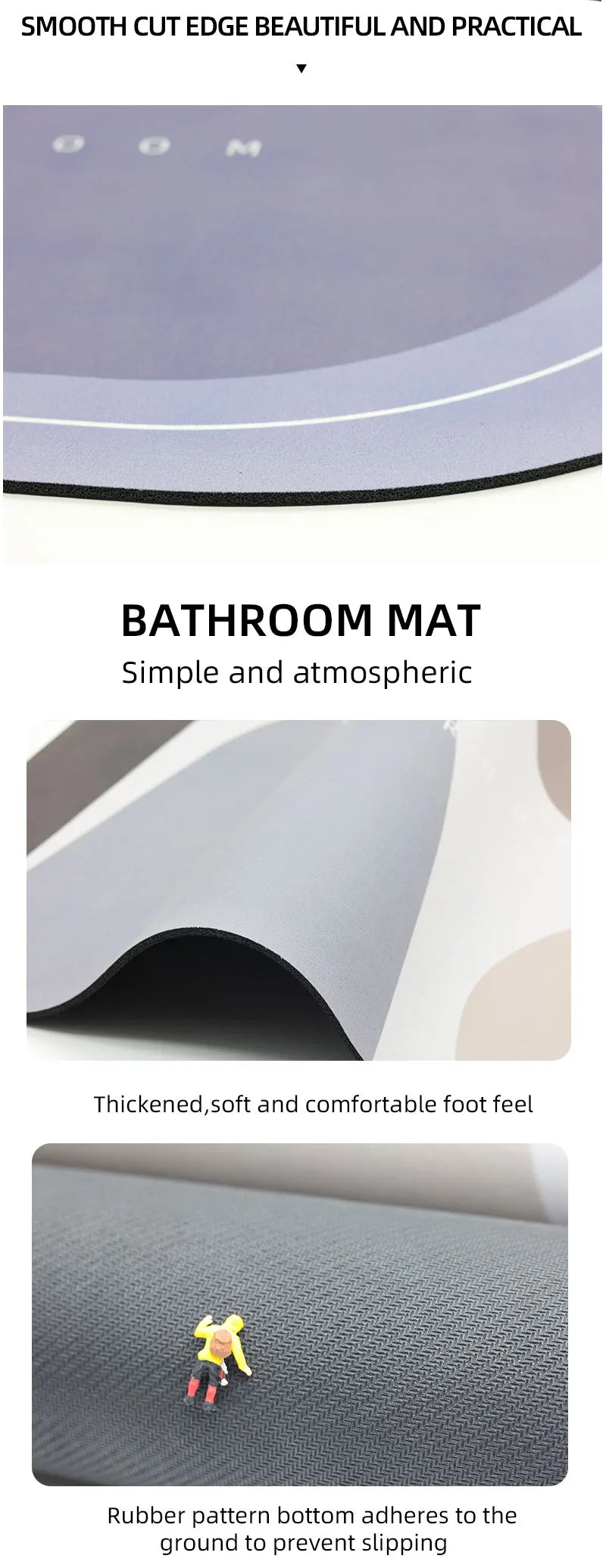 Diatomaceous Earth Bath Mat – Super Absorbent, Fast-Drying, Anti-Slip Rubber Floor Mat for Bathroom, Kitchen & Laundry