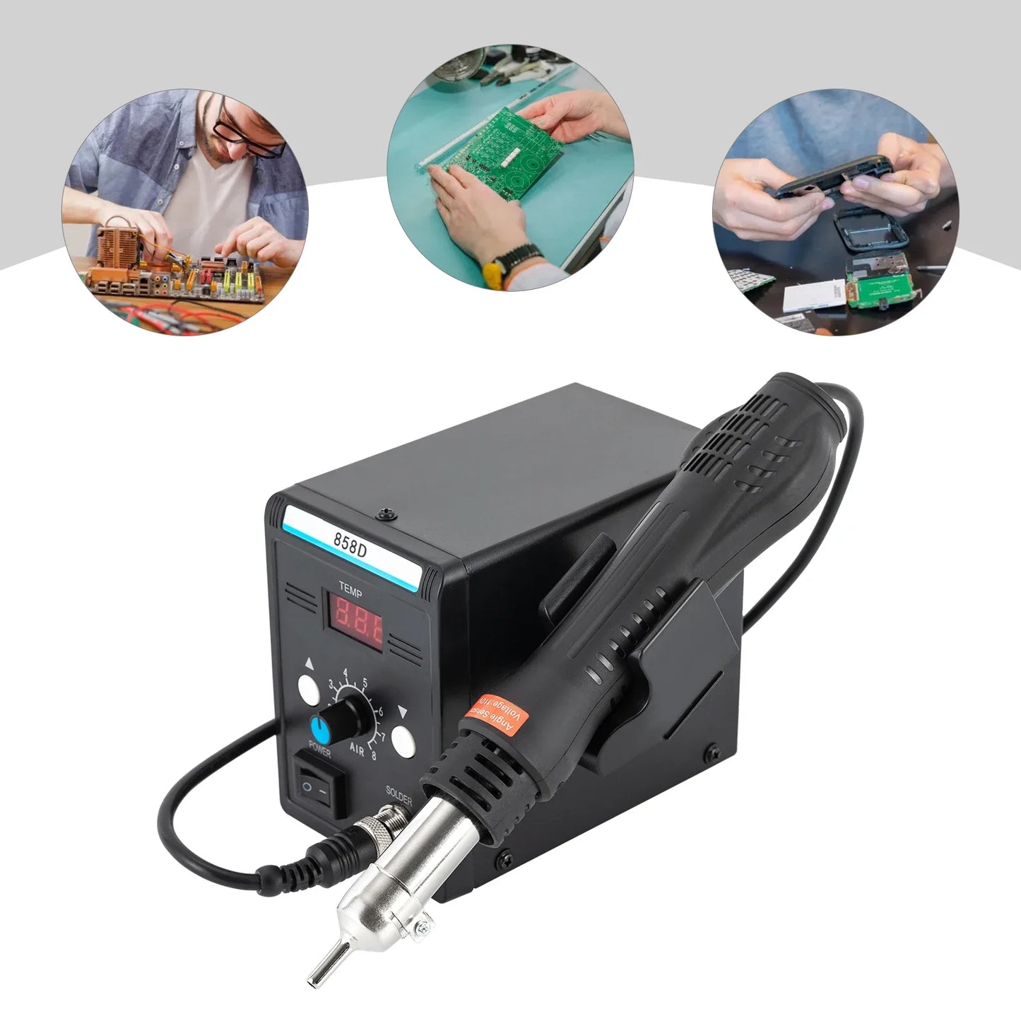 700W Hot Air Rework Station with Heat Gun – SMD Soldering Set, Adjustable Temperature & LED Display for Electronics Repair