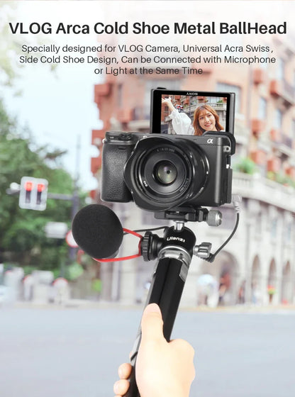 Ulanzi MT-24 Vlog Lite Metal Tripod – Extendable Monopod with Ballhead, Cold Shoe, Arca Quick Release, 1/4" Mount, 2.5KG Max Load