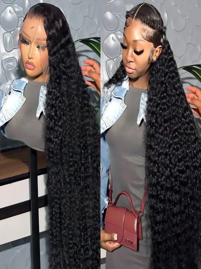 40-50 Inch Deep Wave Lace Front Wig – 13x6 & 13x4 Full Lace Frontal, 200% Remy Human Hair for Black Women