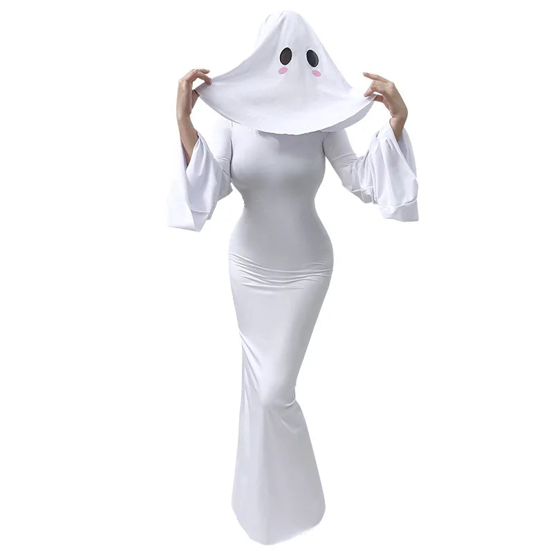 Mrs. Apricot Ghost Lady Halloween Costume - Cute Women’s Cosplay Dress for Parties & Dress-Up Events