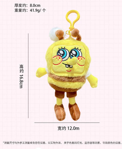 Potdemiel Anime Pink SpongeBob & Patrick Star Kawaii Plush Keychain — Cosplay Stuffed Keyring Gift for Kids