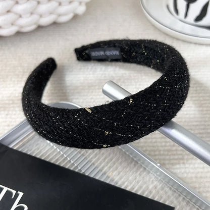 Autumn/Winter Black & White Plaid Headband – Sponge Wide Hair Band, Elegant Hair Hoop for Women & Girls, Fashion Hair Accessories