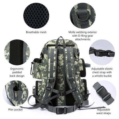 Bassdash Tactical Fishing Tackle Backpack – Lightweight Multifunctional Tackle Bag with Storage Boxes
