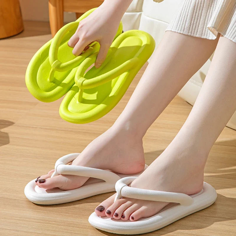Women’s Candy Color EVA Flip Flops - Soft Bottom Non-Slip Summer Beach Cloud Slides