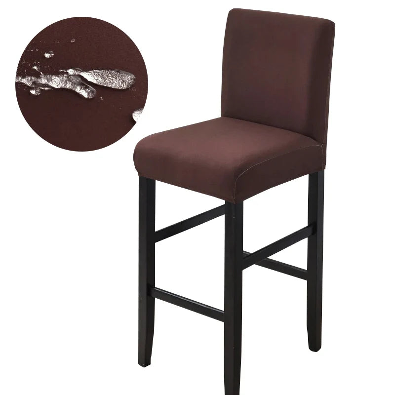 Waterproof Bar Stool Covers - Stretch Short Back Chair Protector Covers for Kitchen Dining Room Cafe Counter Height Seats