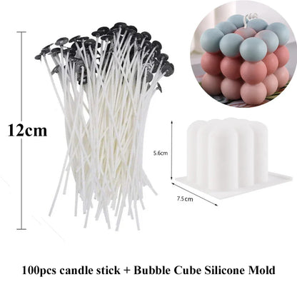 Smokeless Candle Wicks – Pre-Waxed Cotton Core with Metal Sustainer Tabs, 2.6-20cm for DIY Handmade Candle Making