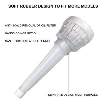 Universal Oil Filter Removal Tool – Soft Rubber Funnel Design for Easy, Anti-Scald Oil Filter Removal