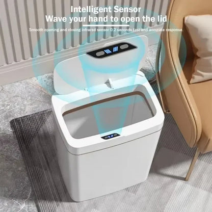15L Smart Sensor Trash Can – Non-Contact Automatic Bagging Electronic Trash Bin for Smart Home & Bathroom, White