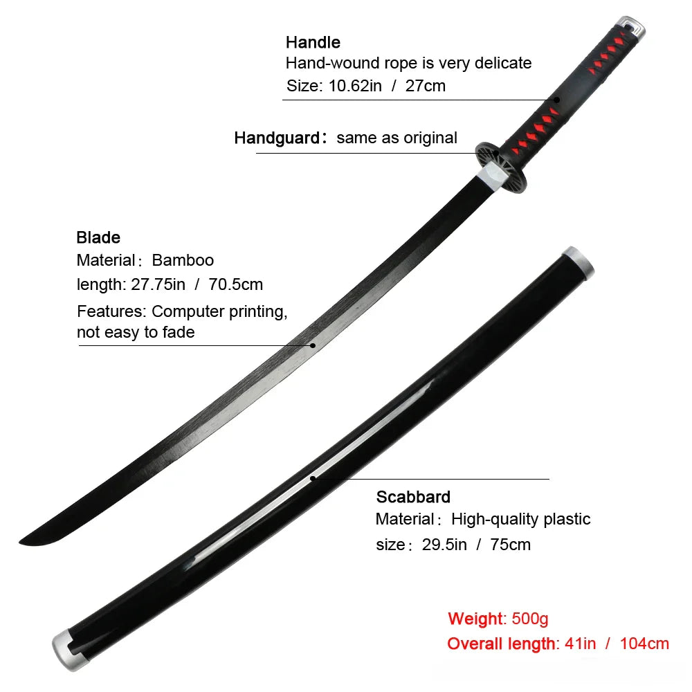 Japanese Anime Demon Slayer Samurai Katana Sword 104cm – Muichirou & Tanjirou Christmas Gift