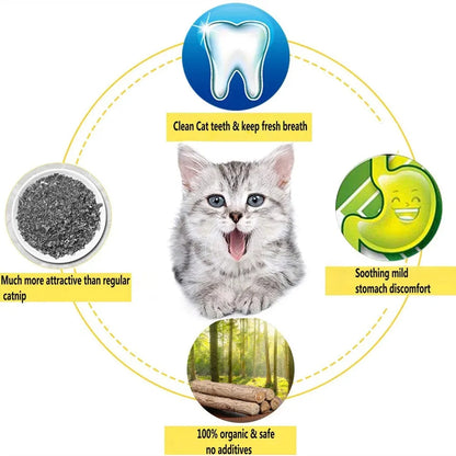 15Pcs Natural Matatabi Catnip Chew Sticks for Cats & Kittens – Silvervine Teeth Cleaning Molar Toy Pet Treat Set