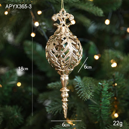 Christmas Tree Ornaments – Gold Plastic Balls with Butterfly, Dragonfly, Angel & Snowflake Decorations