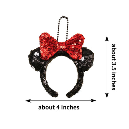 Mouse Ear Bow Pendant - Mini Sequin Bag Charm, Hair Accessory & Keychain