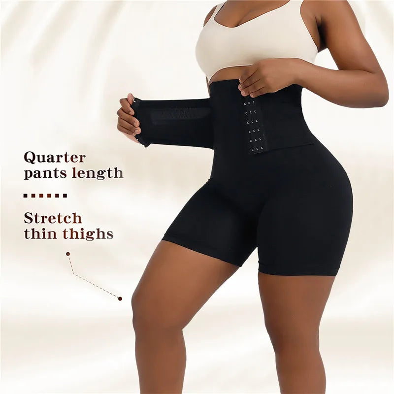 Women’s High Waist Firm Tummy Control Shapewear – Hook Body Shaper Shorts with Butt Lifter Slimming Fajas