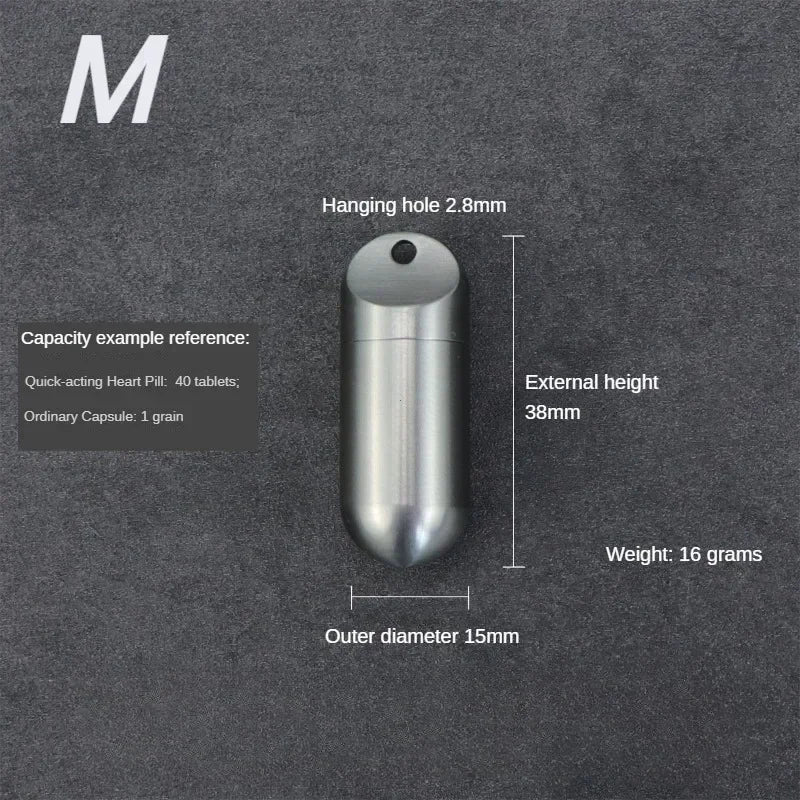 Portable Waterproof Metal Capsule Box – Mini Stainless Steel Pill Case Holder for Medicine, EDC Tool, and Seal Bottle