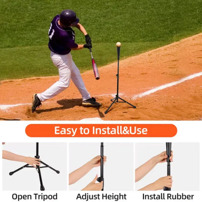 Adjustable Baseball Batting Tee – Portable Foldable Tripod Stand for Hitting Practice, Kids & Adults