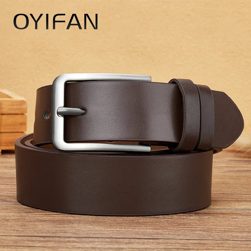 Men's PU Leather Belt with Alloy Pin Square Buckle - Fashionable Business and Leisure Belts in Black, Coffee Brown for Jeans
