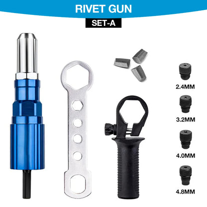 Electric Rivet Gun Kit – Portable 2.4mm-4.8mm Rivet Nut Tool with Drill Adapter, Wireless & Plug-in Home Riveting Set