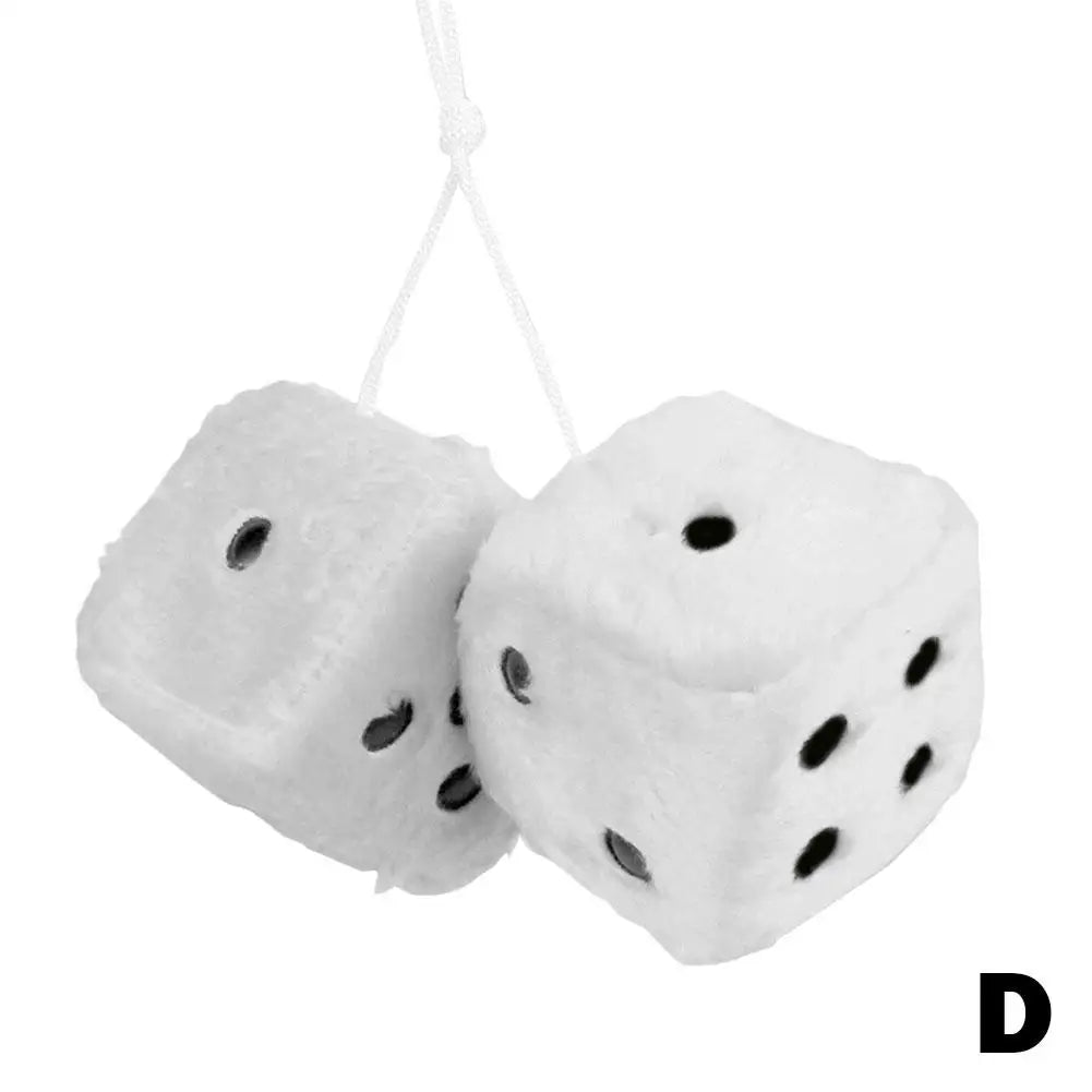 Long Hair Hot Stamping Dot Dice Plush Toy Cube – Anime Car Ornament & Decoration Pendant Accessory