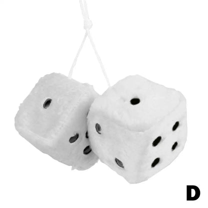 Long Hair Hot Stamping Dot Dice Plush Toy Cube – Anime Car Ornament & Decoration Pendant Accessory