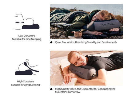 FLEXTAIL ZERO PILLOW SE - Inflatable Camping Pillow, Ergonomic Travel & Home Pillow, Lightweight & Washable