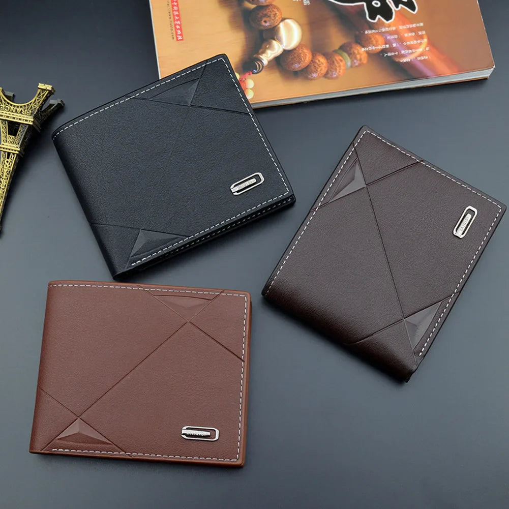 Men's Short Bifold Wallet – Faux Leather Credit & ID Card Holder, Slim Business Billfold Purse for Men