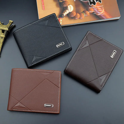 Men's Short Bifold Wallet – Faux Leather Credit & ID Card Holder, Slim Business Billfold Purse for Men