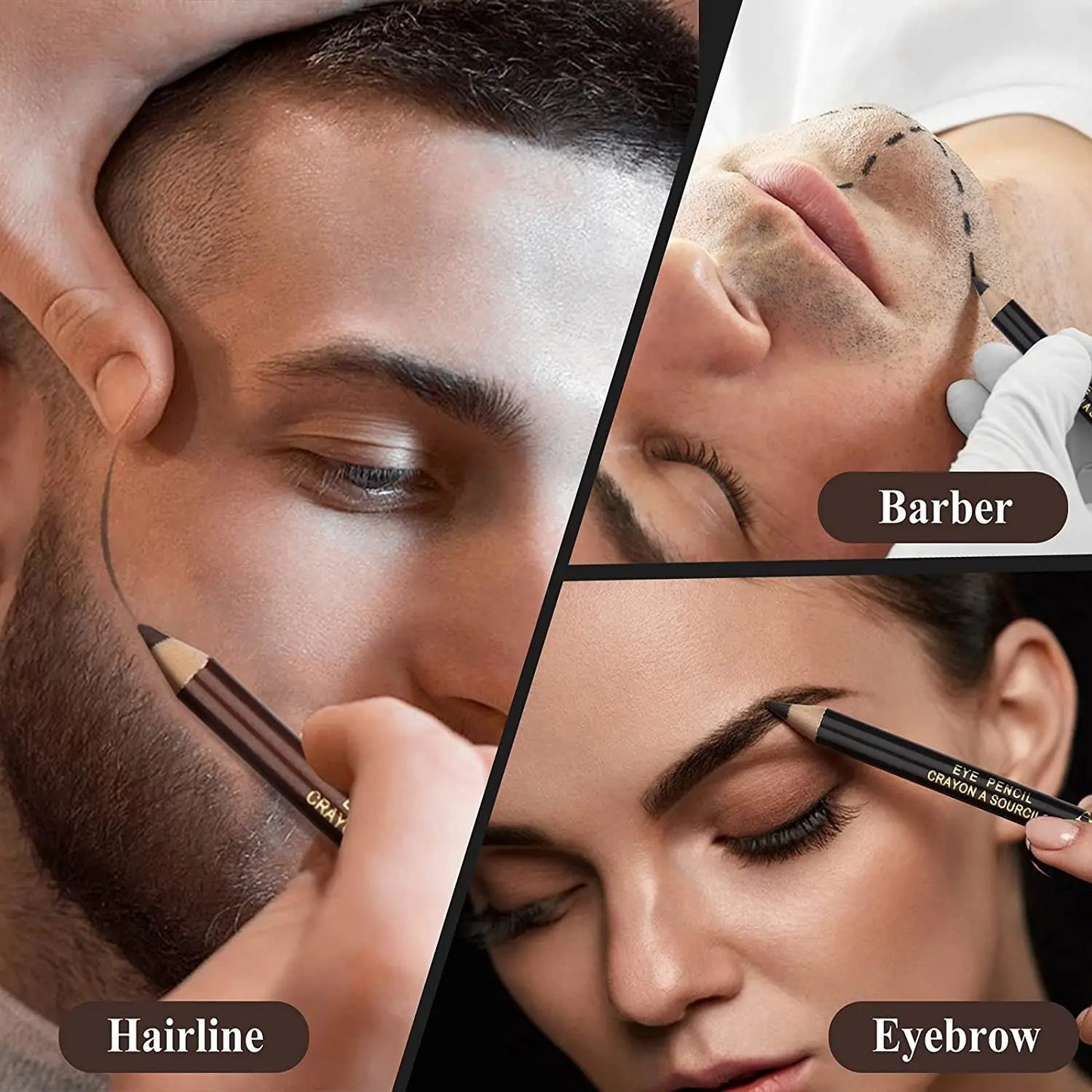 Men’s Beard Edge & Hairline Pencil – Razor Trace Barber Shaping Tool with Sharpener, Eyebrow & Makeup Pencil